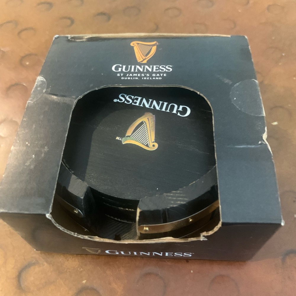 Guinness Coasters Set With Holder 6 Pack Coaster Beer Drink Barrel Wood Gift - Picture 5 of 5